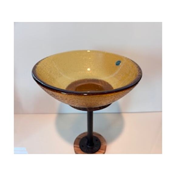 Vintage Imperial Co. Amber Glass Serving Bowl Textured Weighted Serveware - Picture 7 of 11